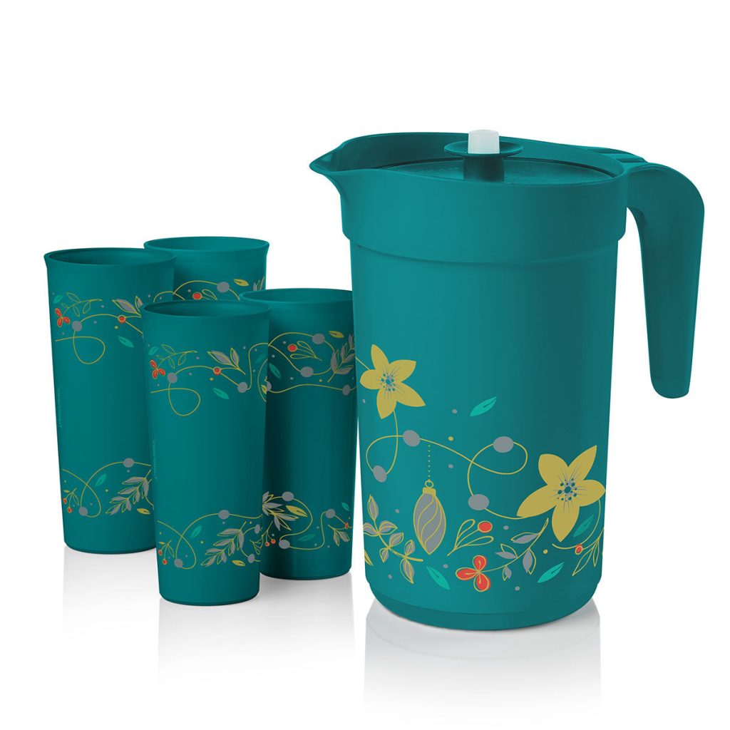 Tupperware? Holiday Holly Pitcher & Tumbler Set | Festive Drinkware Set